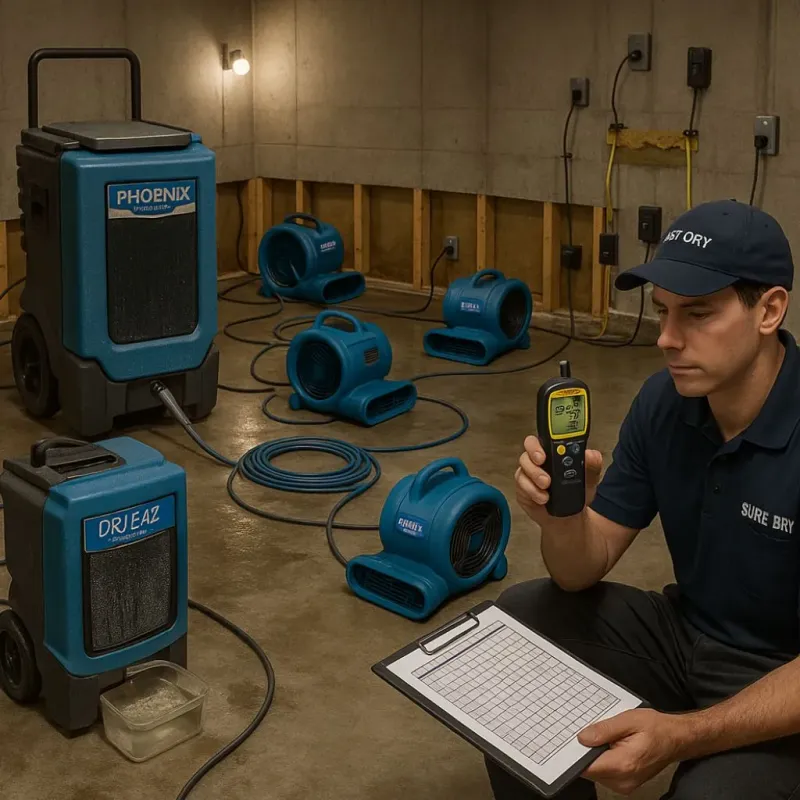 Structural Drying and Dehumidification process in Johnsonville, TN